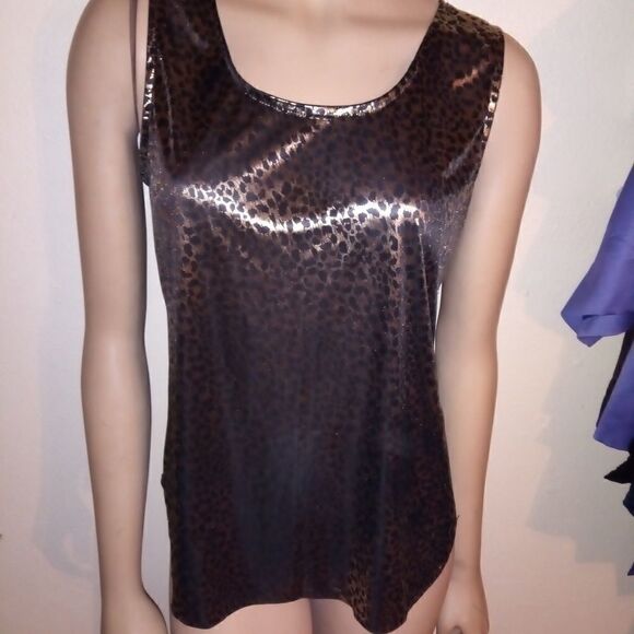 Black and gold silky TRIMMINGS sleeveless top - Picture 8 of 8